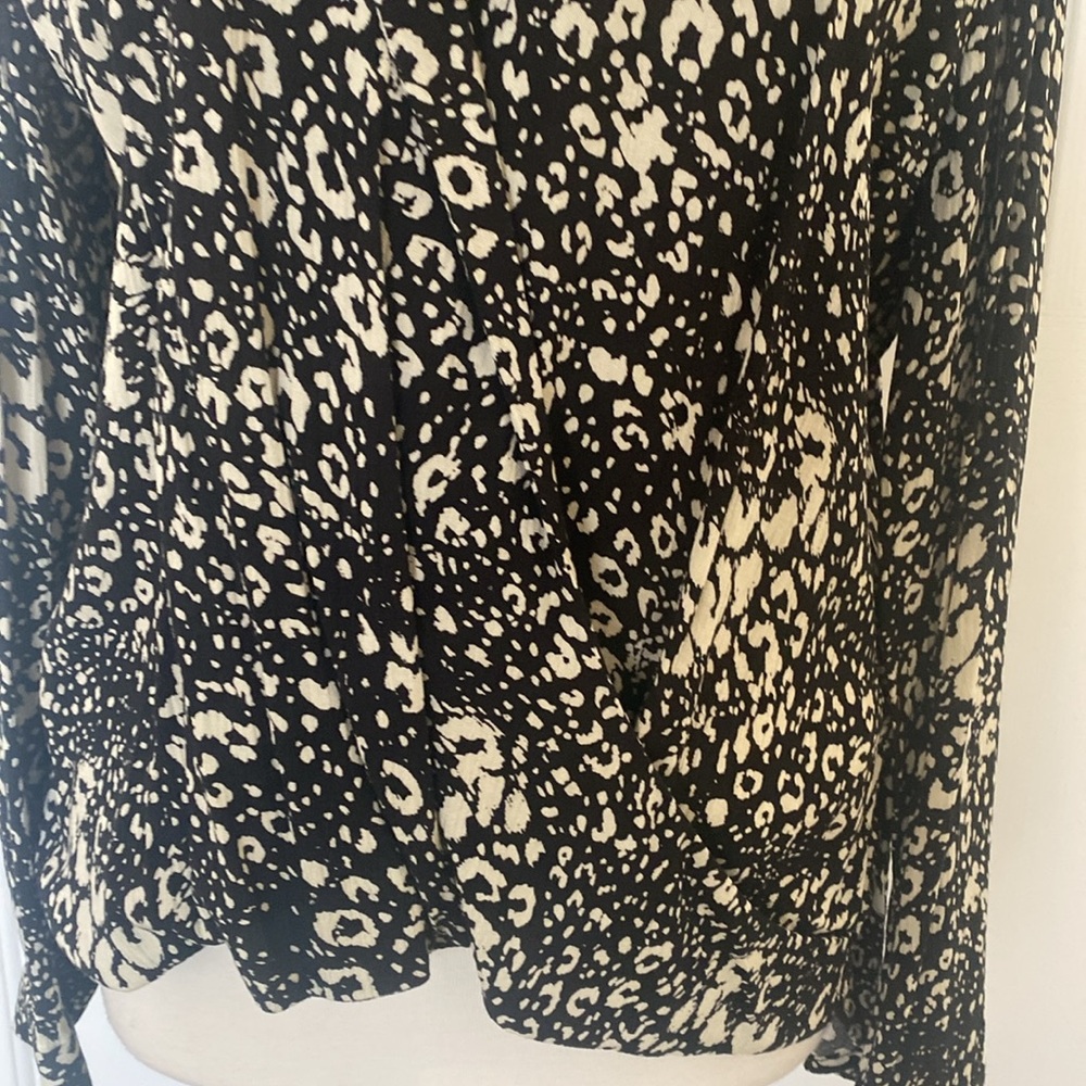 Zara Leopard Print Wrap Blouse Top Size XXL - Picture 5 of 10
